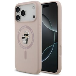 Husa Karl Lagerfeld iPhone 17 Pro Max Silicone Ring MagSafe, Karl&Choupette, roz, KLHMP17XSCMKCRHP