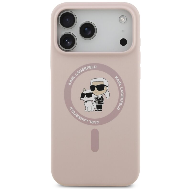 Husa Karl Lagerfeld iPhone 17 Pro Max Silicone Ring MagSafe, Karl&Choupette, roz, KLHMP17XSCMKCRHP