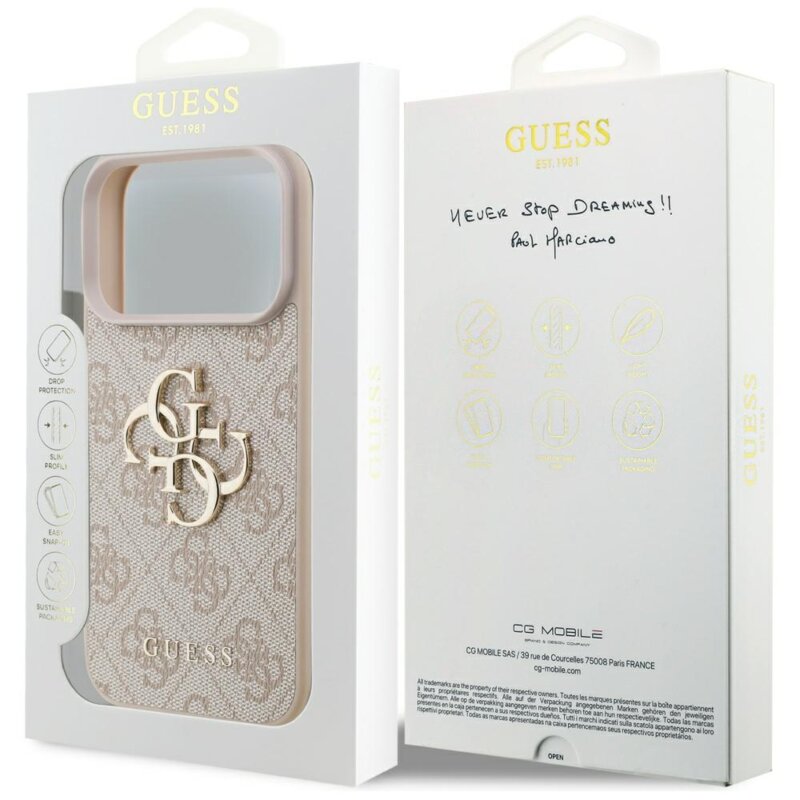 Husa originala Guess iPhone 17 Pro Max Hardcase 4G Big Logo, roz, GUHCP17X4GMGPI