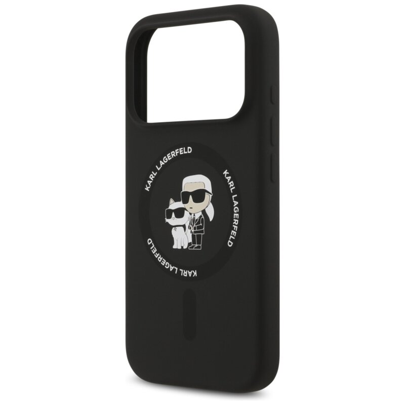 Husa Karl Lagerfeld iPhone 17 Pro Silicone Ring MagSafe, Karl&Choupette, negru, KLHMP17LSCMKCRHK