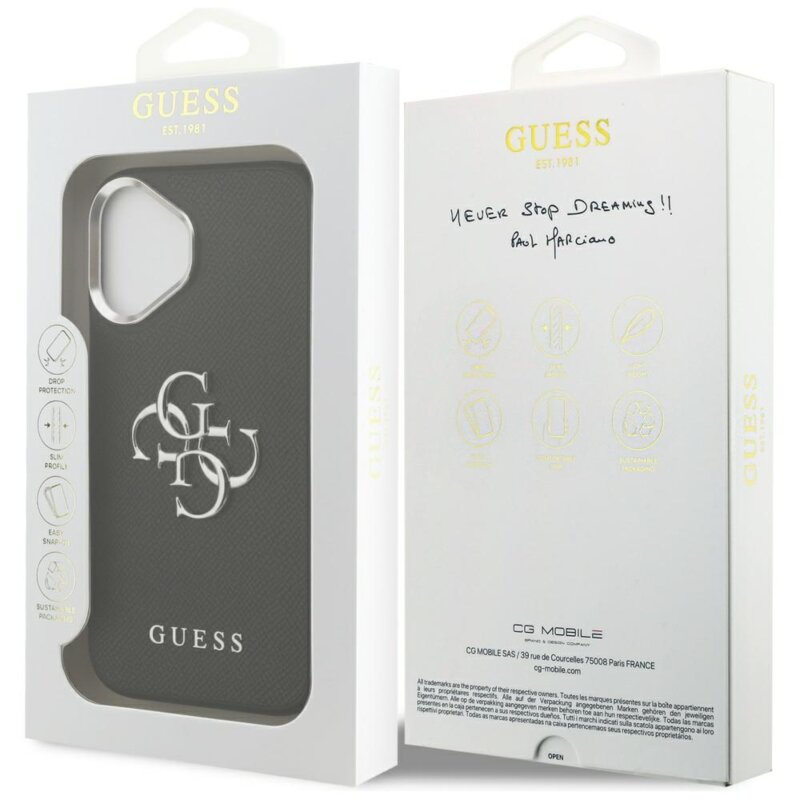 Husa originala Guess iPhone 17 Hardcase 4G Grained Big and Classic Logo, negru, GUHCP17SPG4SMCEK