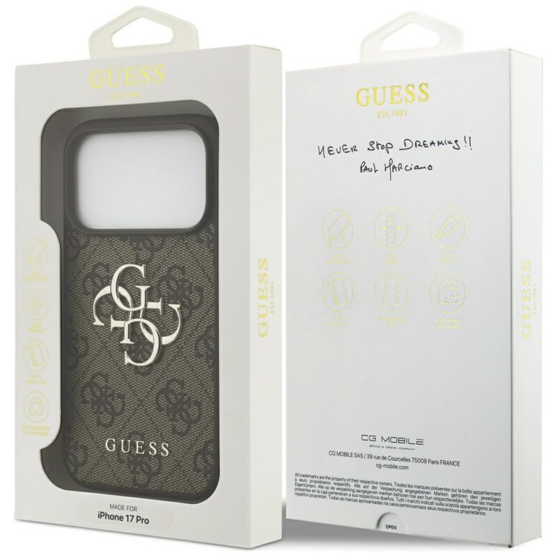 Husa originala Guess iPhone 17 Pro Max Hardcase 4G Big Logo, maro, GUHCP17X4GMGBR
