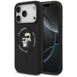 Husa Karl Lagerfeld iPhone 17 Pro Max Silicone Ring MagSafe, Karl&Choupette, negru, KLHMP17XSCMKCRHK