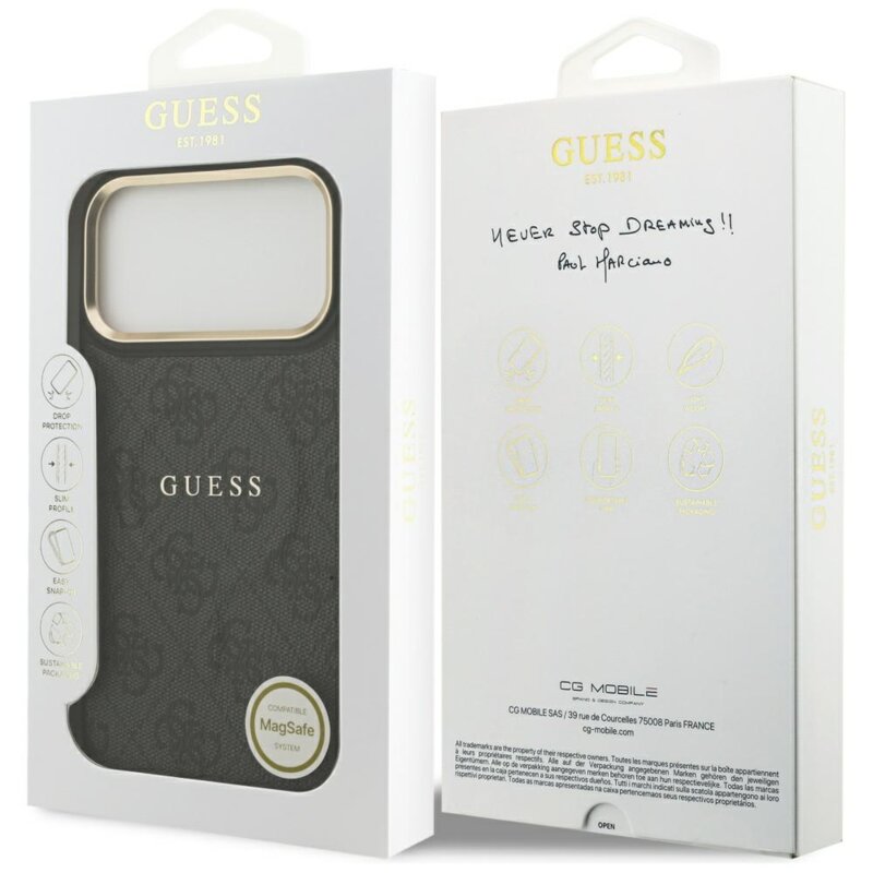Husa originala Guess iPhone 17 Pro Max Hardcase 4G Classic MagSafe, negru, GUHMP17XP4MSEGCK