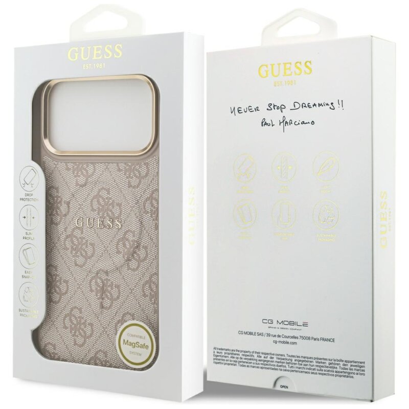 Husa originala Guess iPhone 17 Pro Max Hardcase 4G Classic MagSafe, roz, GUHMP17XP4MSEGCP