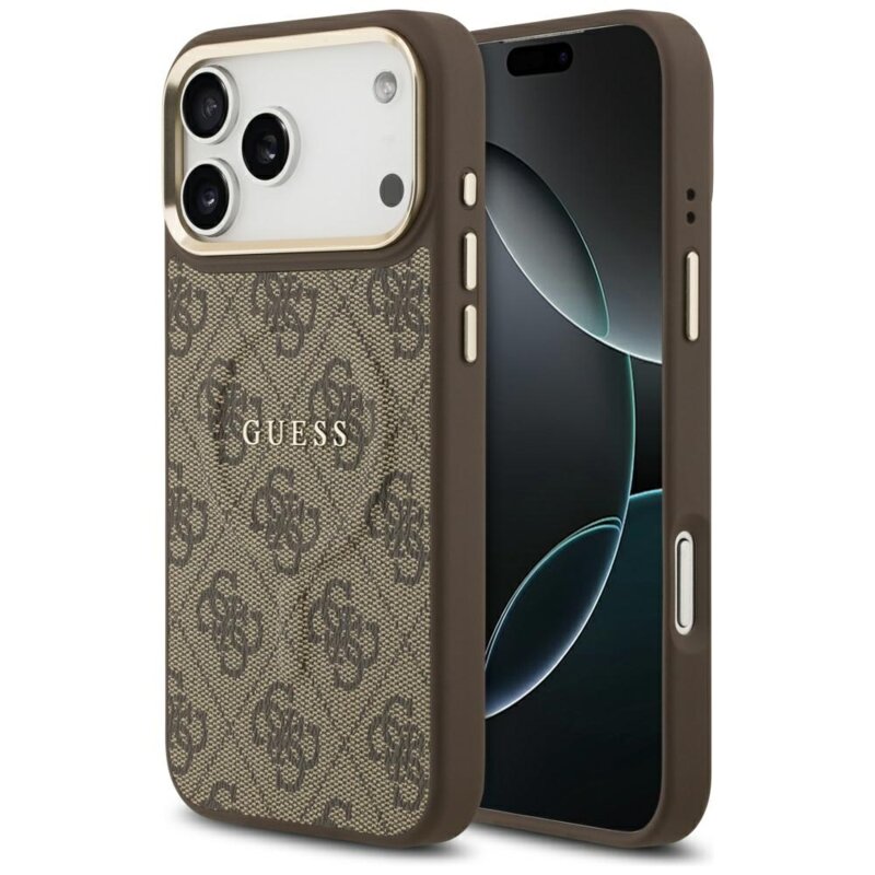 Husa originala Guess iPhone 17 Pro Hardcase 4G Classic MagSafe, maro, GUHMP17LP4MSEGCW