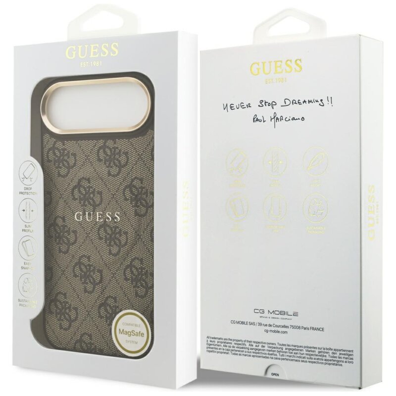 Husa originala Guess iPhone 17 Air Hardcase 4G Classic MagSafe, maro, GUHMP17MP4MSEGCW