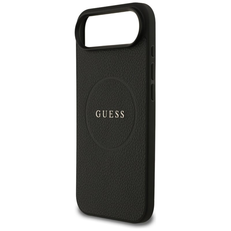 Husa iPhone 17 Air Guess Grained Gold Ring MagSafe, negru, GUHMP17MPGHSMMK