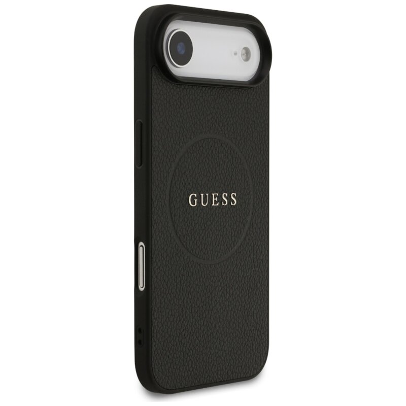 Husa iPhone 17 Air Guess Grained Gold Ring MagSafe, negru, GUHMP17MPGHSMMK
