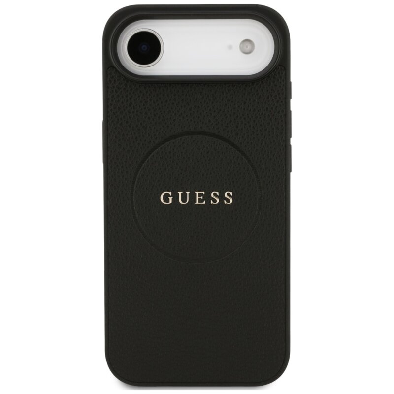 Husa iPhone 17 Air Guess Grained Gold Ring MagSafe, negru, GUHMP17MPGHSMMK