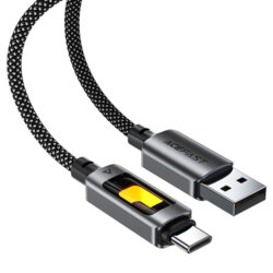 Cablu de date USB la tip C, 3A Acefast, C21-04, negru, 1.2m