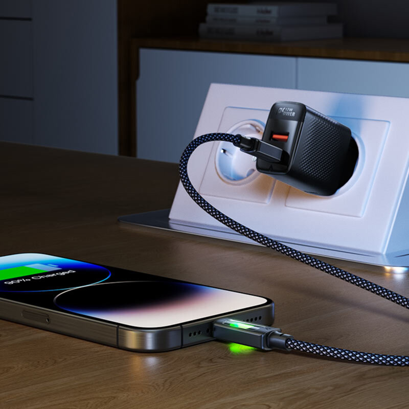 Cablu de date USB la tip C, 3A Acefast, C21-04, negru, 1.2m