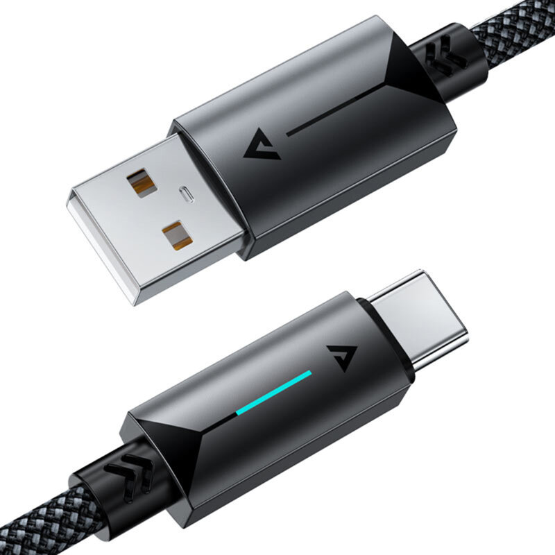 Cablu de date USB la tip C, 3A Acefast, C19-04, negru, 1.2m