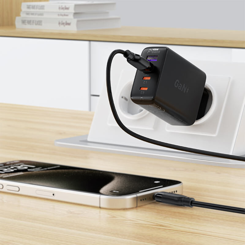 Cablu alimentare USB, tip C, 3A Acefast, C16-04, negru, 1.2m