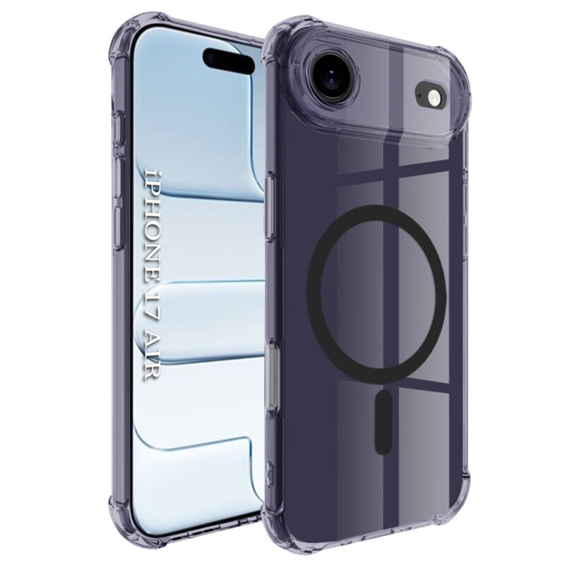Husa iPhone 17 Air Techsuit Shockproof Clear Silicone MagSafe, fumuriu