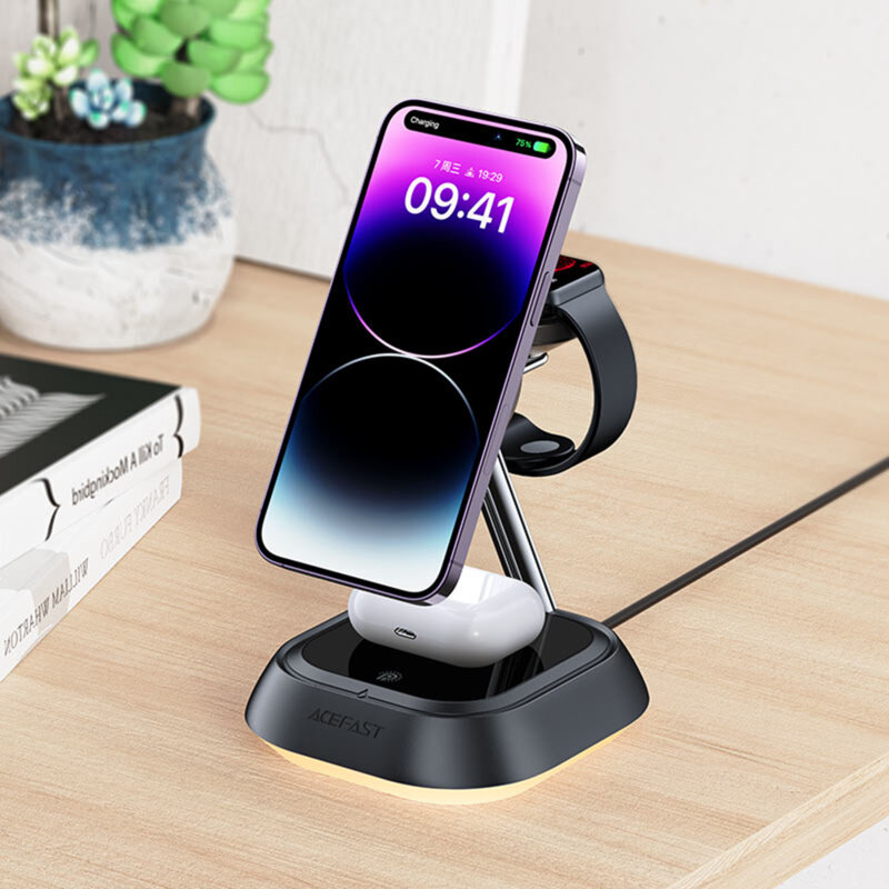 Statie incarcare wireless cu lumini LED, 20.5W Acefast, E16