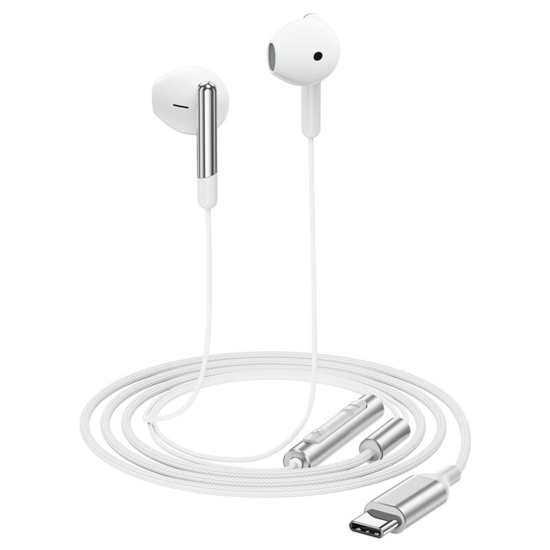 Casti half-in-ear USB-C, microfon, anti-vant Acefast L3, 1.2m, alb