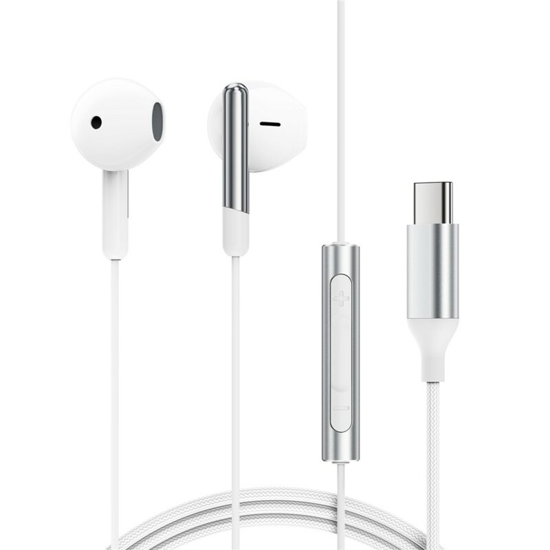 Casti half-in-ear USB-C, microfon, anti-vant Acefast L3, 1.2m, alb