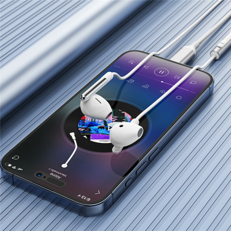 Casti half-in-ear USB-C, microfon, anti-vant Acefast L3, 1.2m, alb