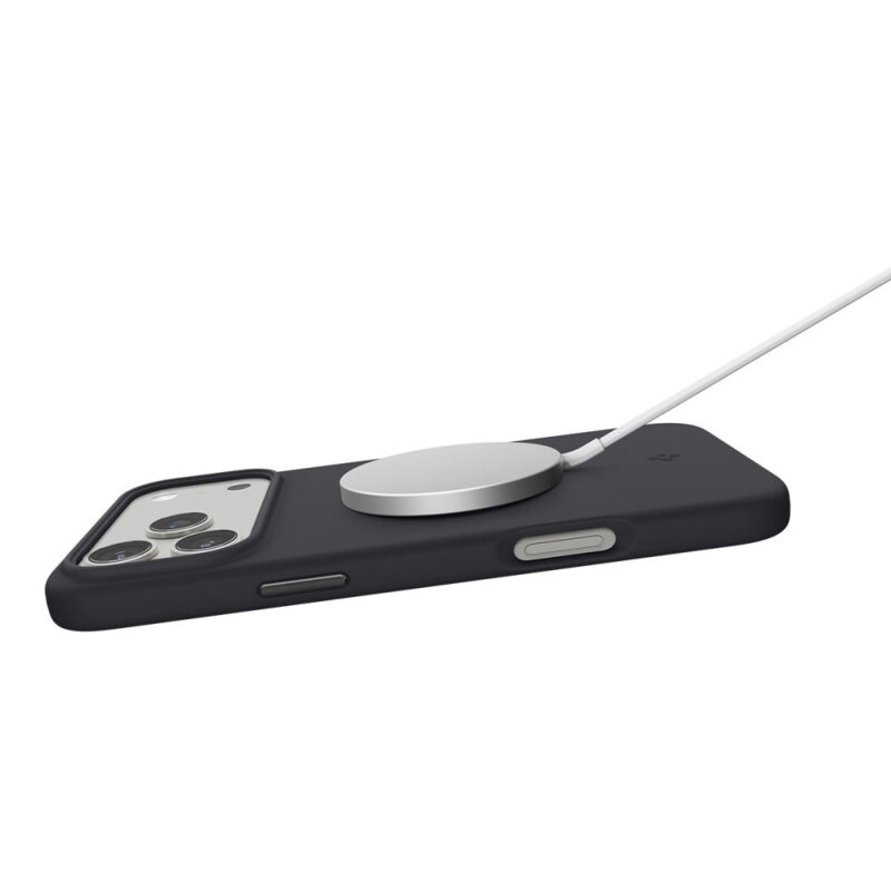 Husa iPhone 17 Pro Spigen Silicone Fit MagSafe, negru