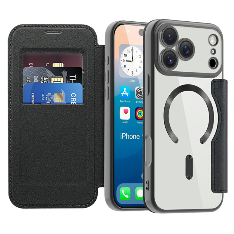 Husa iPhone 17 Pro Techsuit SmartMag Book Case, negru