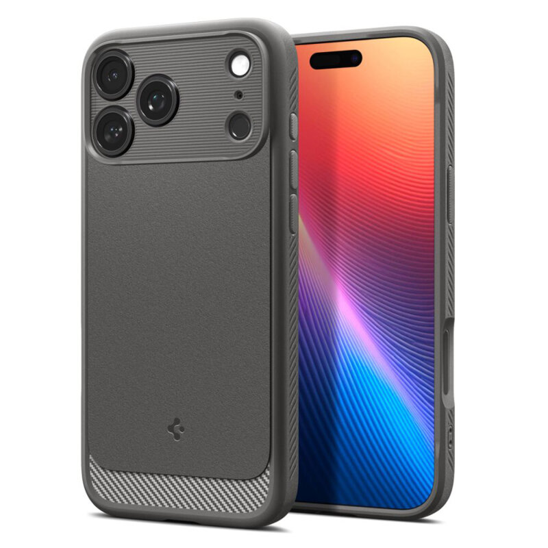 Husa iPhone 17 Pro Spigen Rugged Armor MagSafe, gri