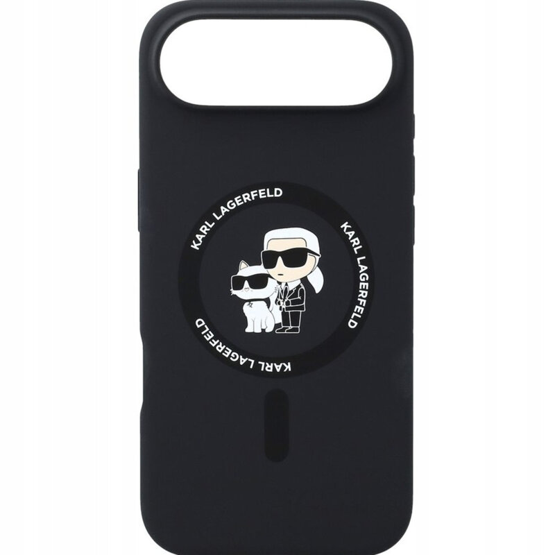Husa Karl Lagerfeld iPhone 17 Air Silicone Ring MagSafe, Karl&Choupette, negru, KLHMP17MSCMKCRHK