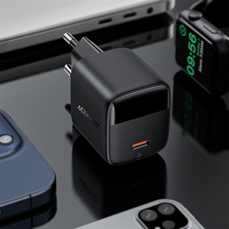 Incarcator GaN tip C + cablu Type-C, Acefast A115, 30W, negru