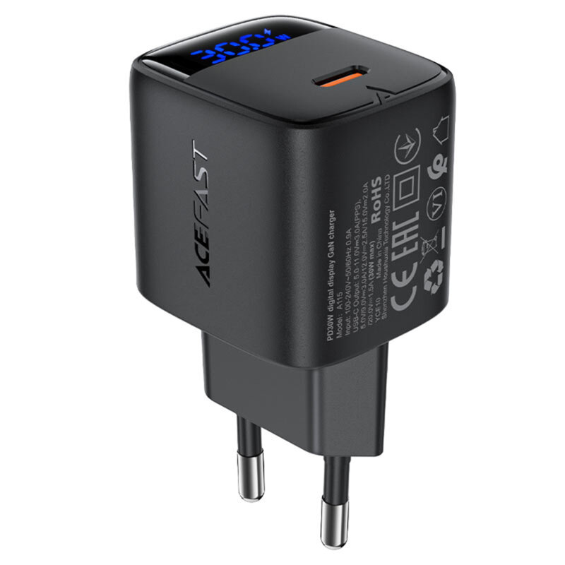Incarcator priza Type-C Fast Charge, Acefast A115, 30W, negru