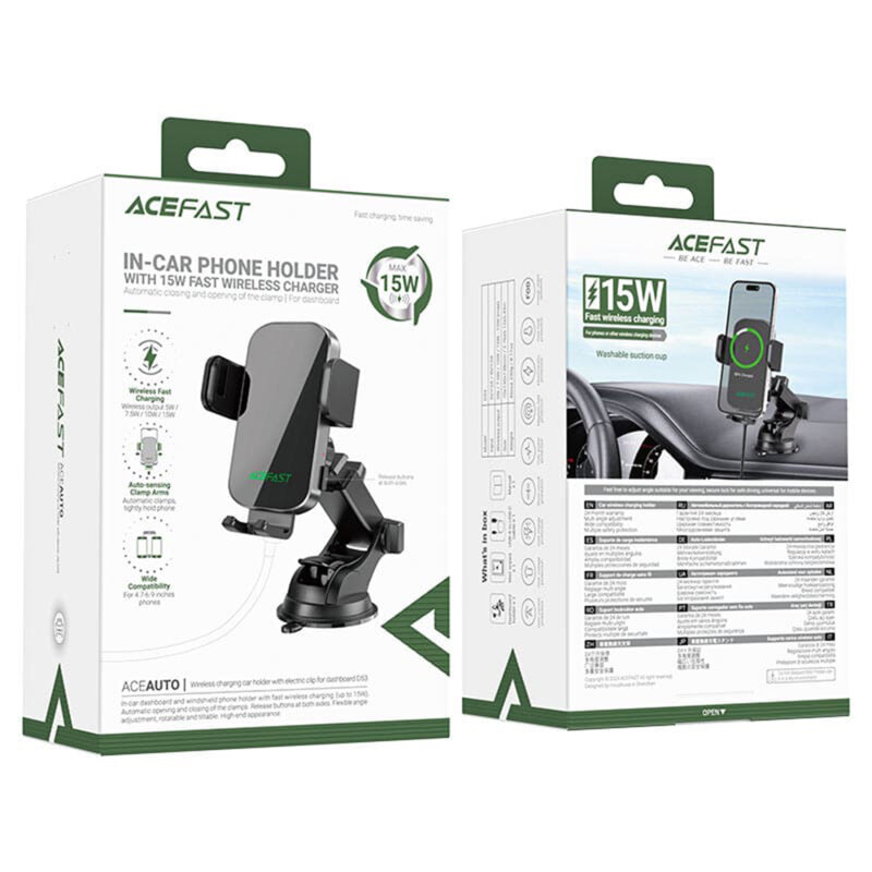 Suport telefon auto cu incarcare wireless Acefast D53, 15W
