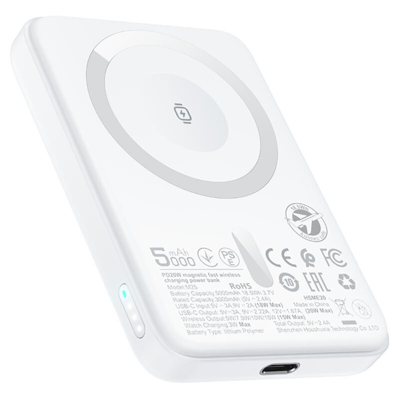 Power bank MagSafe 5000mAh, PD20W Acefast, alb, M25-5000
