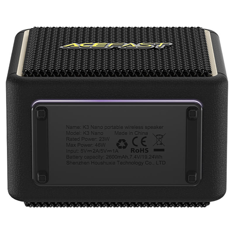 Boxa portabila Bluetooth TWS, IPX6 Acefast K3 Nano, 2600mAh, negru