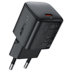 Incarcator GaN Type-C + cablu USB-C, 30W Acefast A118, negru