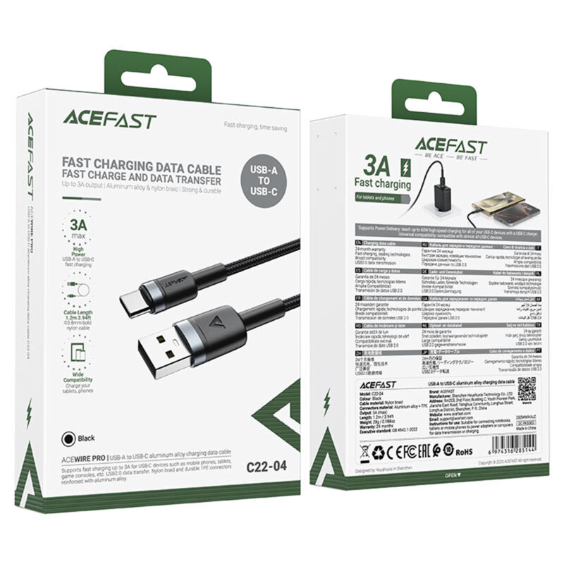 Cablu de date USB, Type-C, Fast Charge Acefast, C22-04, 1.2m