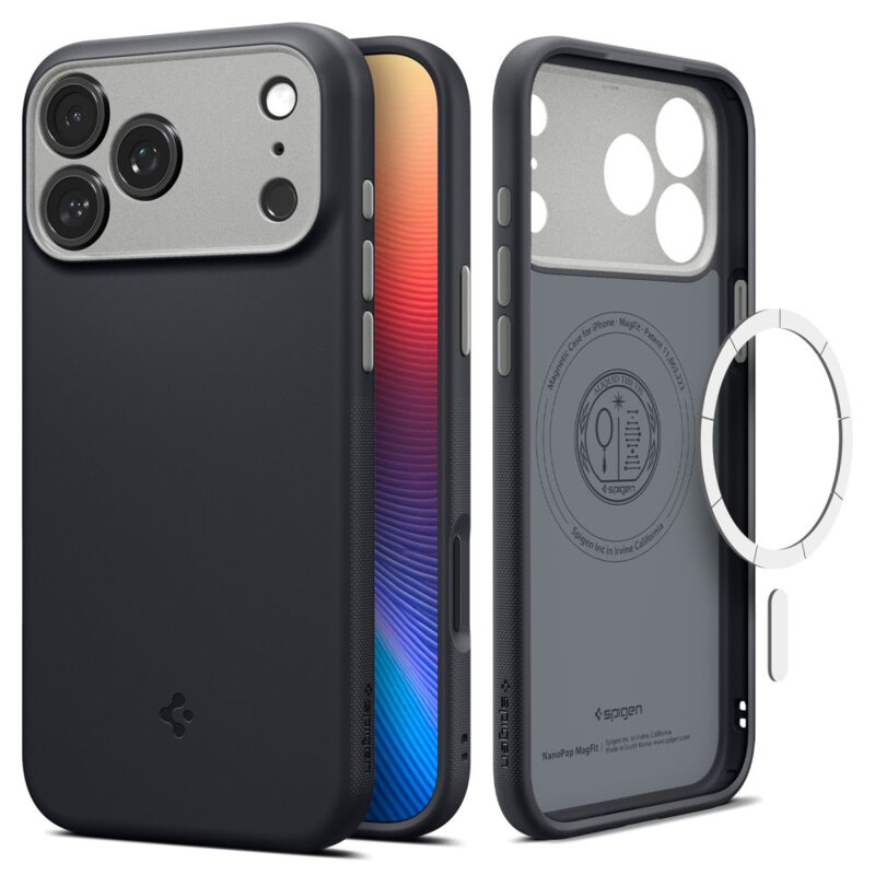 Husa iPhone 17 Pro Spigen Caseology Nano Pop MagSafe, negru
