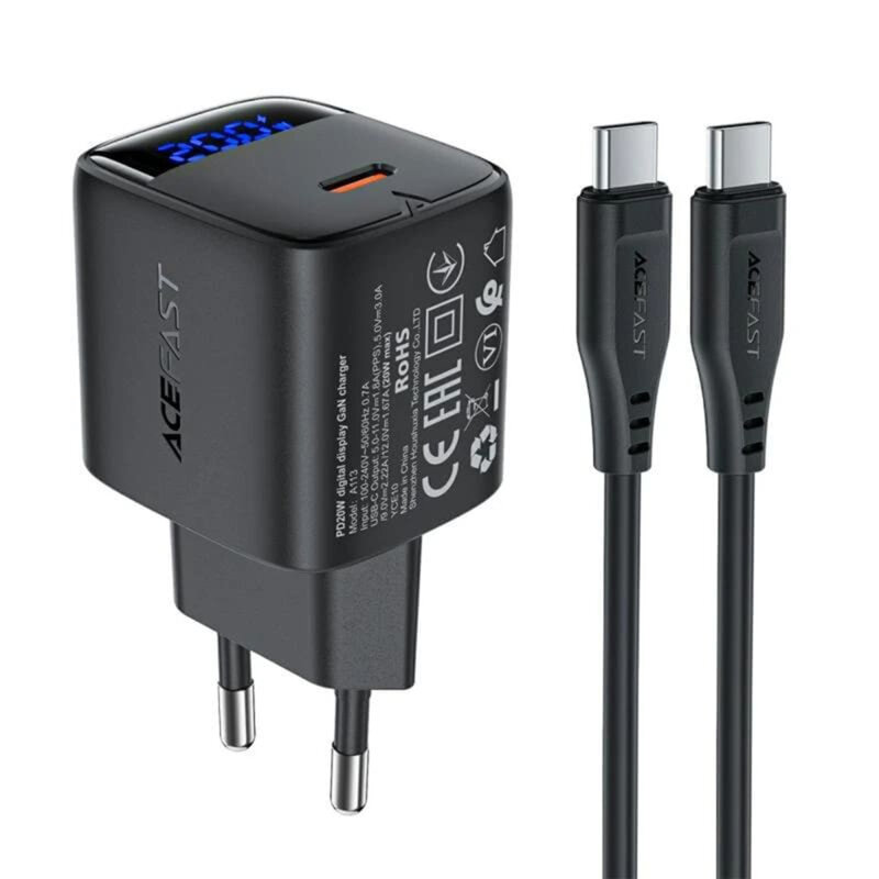 Incarcator GaN Type-C, Fast Charge Acefast A113, 20W, negru