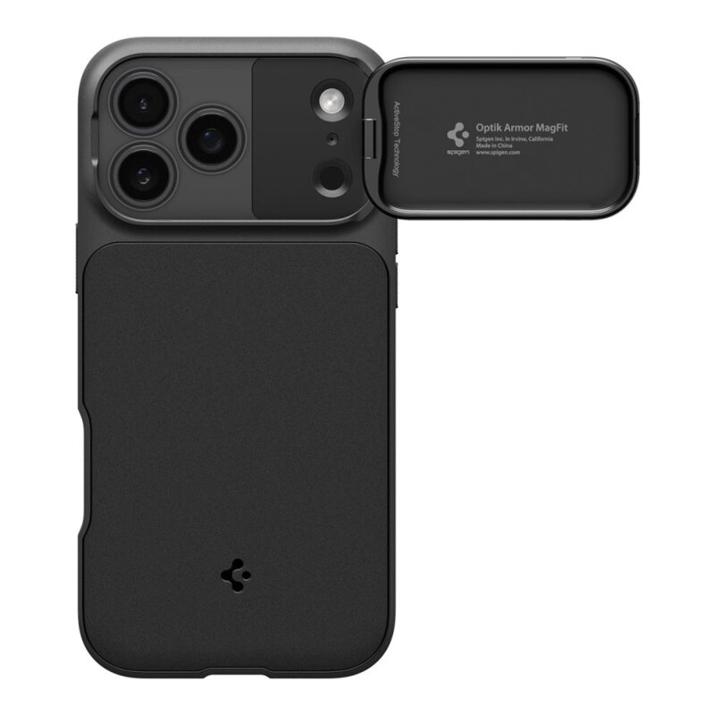 Husa iPhone 17 Pro Spigen Optik Armor MagFit, negru