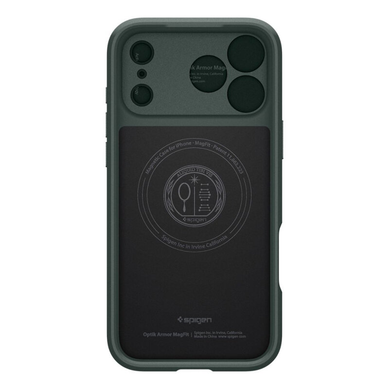 Husa iPhone 17 Pro Max Spigen Optik Armor MagSafe, verde