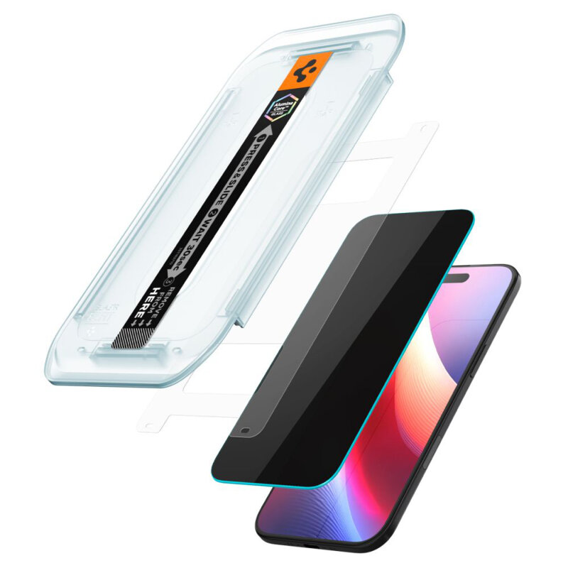 [Pachet 2x] Folie iPhone 17 Air Spigen Glas.tR EZ Fit, privacy
