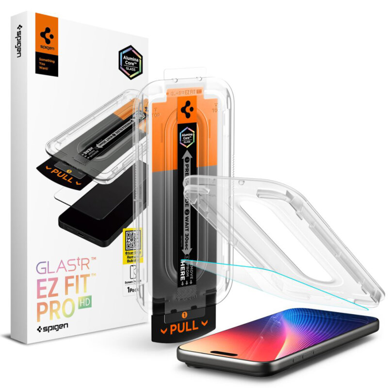 Folie iPhone 16 Pro Max Spigen Glas.tR EZ Fit Pro, transparenta