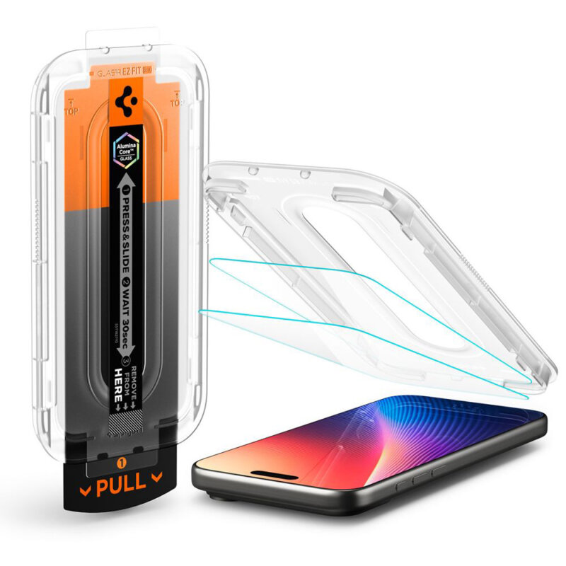Folie iPhone 16 Pro Max Spigen Glas.tR EZ Fit Pro, transparenta