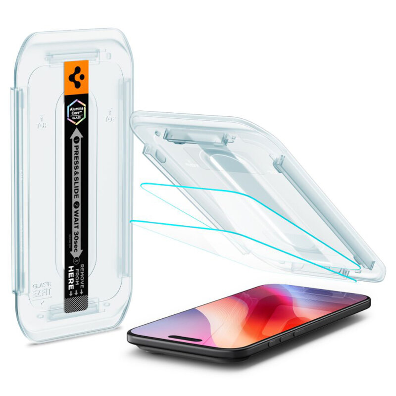 [Pachet 2x] Folie iPhone 17 Air Spigen Glas.tR EZ Fit, transparenta