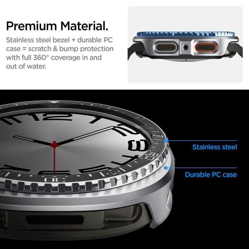 Rama protectie, bezel Samsung Galaxy Watch8 44mm Spigen, negru