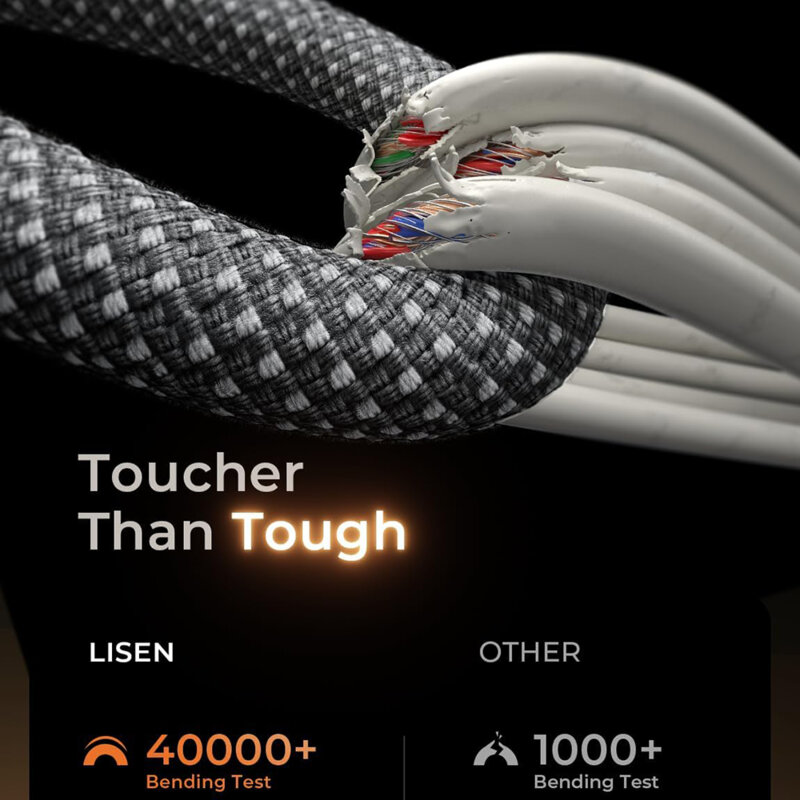 [Pachet 5x] Cablu de incarcare tip C Lisen, 60W, 1/2/3m, negru