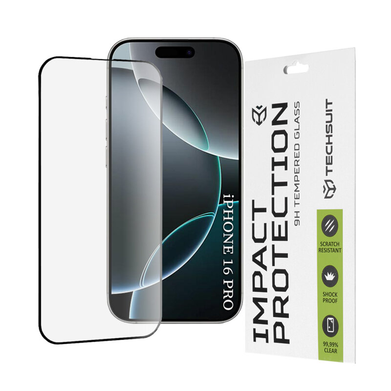Folie sticla iPhone 16 Pro Techsuit 111D Full Glue Full Cover, negru