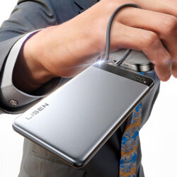 Baterie externa cu cablu tip C 22.5W Lisen, 10000mAh, gri