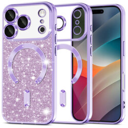 Husa premium iPhone 17 Pro Max Techsuit Luxury Glitter MagSafe, mov deschis