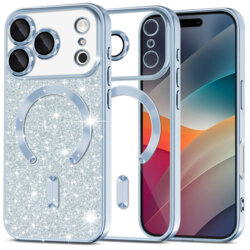 Husa premium iPhone 17 Pro Max Techsuit Luxury Glitter MagSafe, bleu