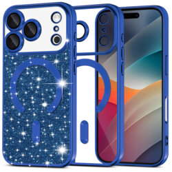 Husa premium iPhone 17 Pro Max Techsuit Luxury Glitter MagSafe, albastru