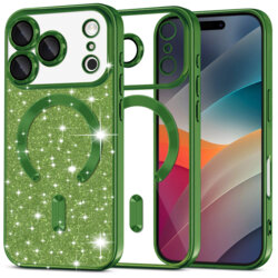 Husa premium iPhone 17 Pro Max Techsuit Luxury Glitter MagSafe, verde